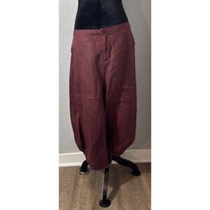 Barrel Leg 100% Linen Cropped Pants Lagenlook Prairie Boho Hippie